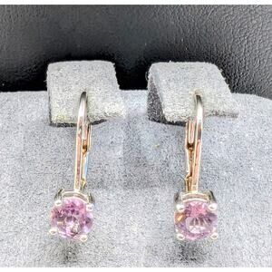 Light Purple Pink 5mm Gemstone 925 Sterling Silver Lever Back Earrings